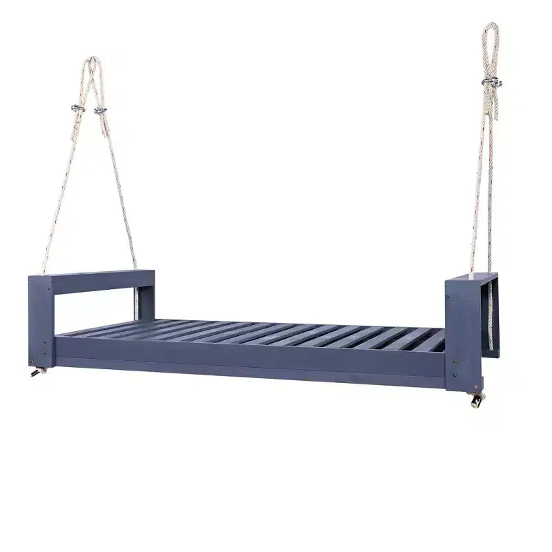 Lit-balancelle de terrasse une place avec cadre en bois d'acacia et cordes en chanvre pour jardin et arrière-cour