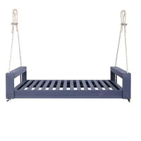Lit-balancelle de terrasse une place avec cadre en bois d'acacia et cordes en chanvre pour jardin et arrière-cour