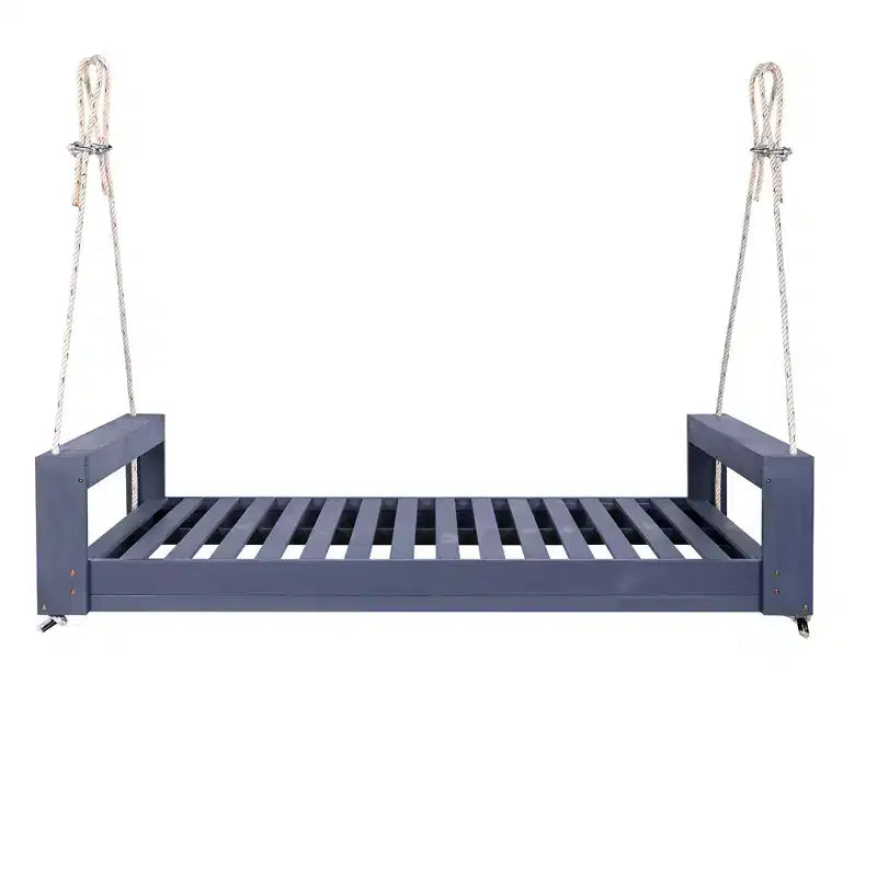 Lit-balancelle de terrasse une place avec cadre en bois d'acacia et cordes en chanvre pour jardin et arrière-cour