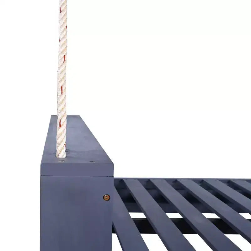 Lit-balancelle de terrasse une place avec cadre en bois d'acacia et cordes en chanvre pour jardin et arrière-cour