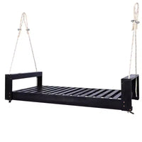 Lit-balancelle de terrasse une place avec cadre en bois d'acacia et cordes en chanvre pour jardin et arrière-cour