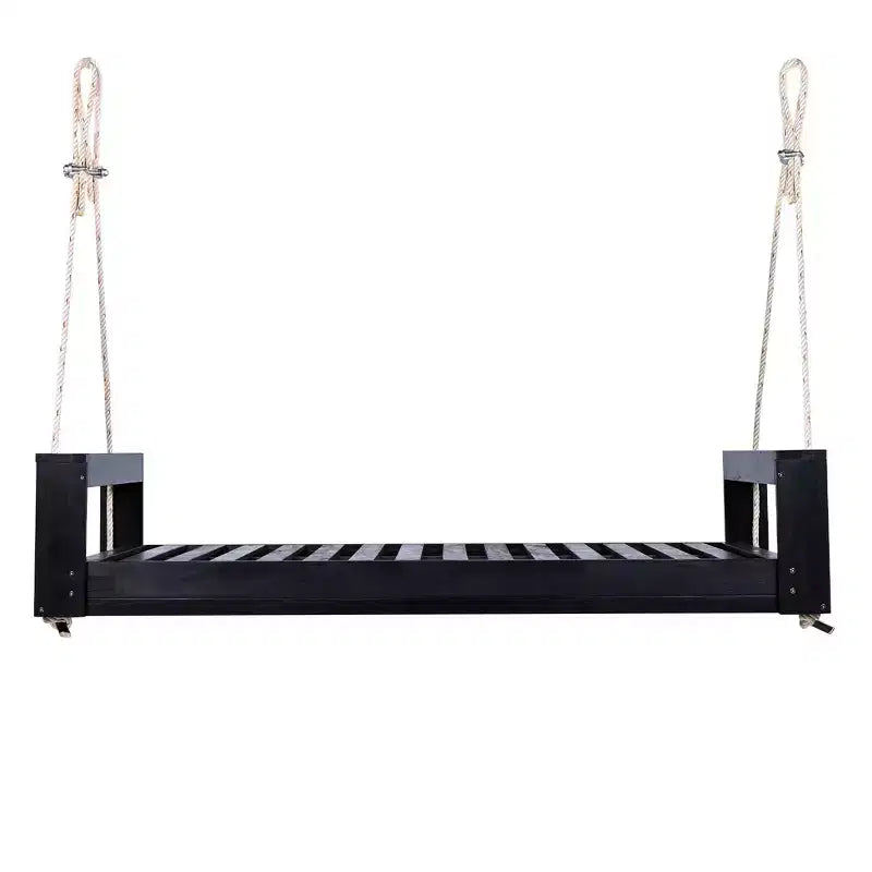 Lit-balancelle de terrasse une place avec cadre en bois d'acacia et cordes en chanvre pour jardin et arrière-cour
