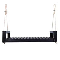 Lit-balancelle de terrasse une place avec cadre en bois d'acacia et cordes en chanvre pour jardin et arrière-cour