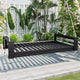 Twin Size Porch Swing Bed with Acacia Wood Frame and Hemp Ropes for Garden and Backyard