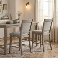 Tabouret de comptoir rembourré GDFStudio Sawyer Farmhouse 25 en bois avec repose-pieds