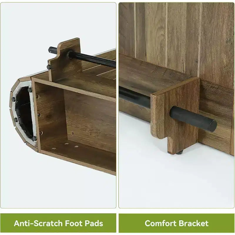 Lantine table de bar, unité de bar maison en bois 63 pouces avec repose-pied métallique, table de pub avec étagères de rangement pour salon, bistro, salle à manger (brun)