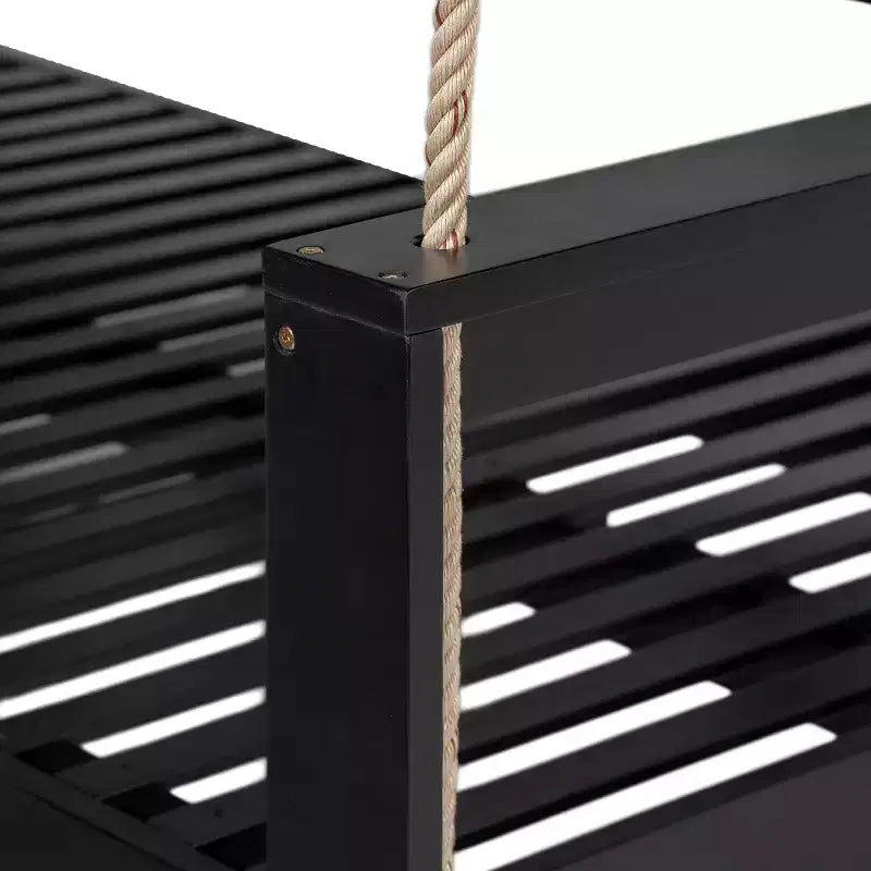 Cadre de balancelle de porche lit de jour taille Twin en bois d'acacia et cordes de chanvre pour jardin et patio