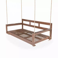 Cadre de balancelle de porche lit de jour taille Twin en bois d'acacia et cordes de chanvre pour jardin et patio