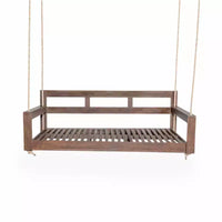 Cadre de balancelle de porche lit de jour taille Twin en bois d'acacia et cordes de chanvre pour jardin et patio