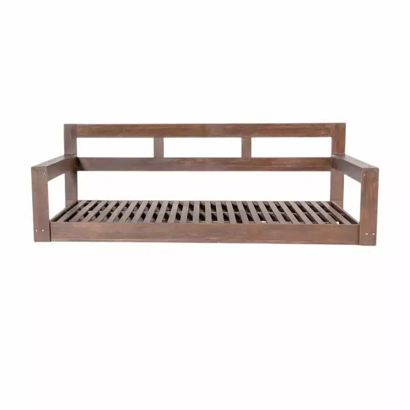 Cadre de balancelle de porche lit de jour taille Twin en bois d'acacia et cordes de chanvre pour jardin et patio