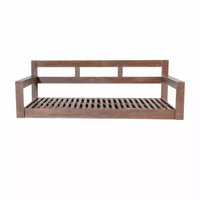 Cadre de balancelle de porche lit de jour taille Twin en bois d'acacia et cordes de chanvre pour jardin et patio