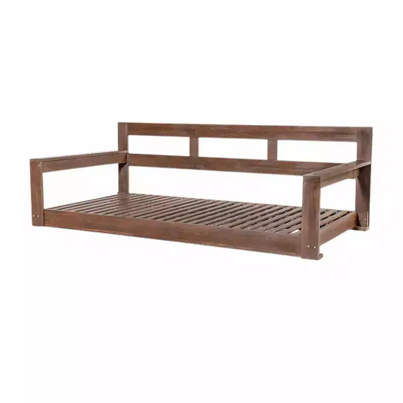 Cadre de balancelle de porche lit de jour taille Twin en bois d'acacia et cordes de chanvre pour jardin et patio