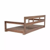 Cadre de balancelle de porche lit de jour taille Twin en bois d'acacia et cordes de chanvre pour jardin et patio