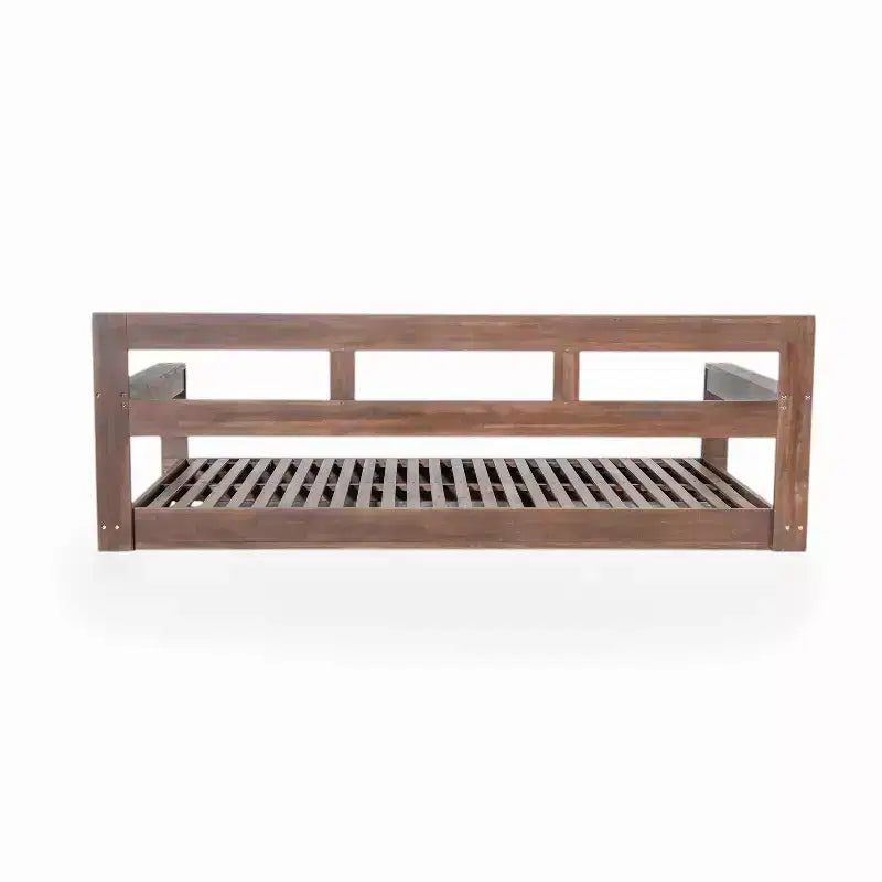 Cadre de balancelle de porche lit de jour taille Twin en bois d'acacia et cordes de chanvre pour jardin et patio