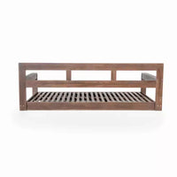 Cadre de balancelle de porche lit de jour taille Twin en bois d'acacia et cordes de chanvre pour jardin et patio