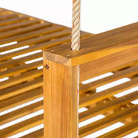 Cadre de balancelle de porche lit de jour taille Twin en bois d'acacia et cordes de chanvre pour jardin et patio