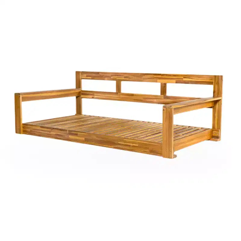 Cadre de balancelle de porche lit de jour taille Twin en bois d'acacia et cordes de chanvre pour jardin et patio