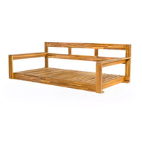 Cadre de balancelle de porche lit de jour taille Twin en bois d'acacia et cordes de chanvre pour jardin et patio