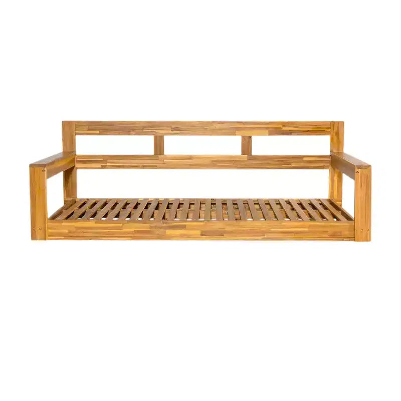 Cadre de balancelle de porche lit de jour taille Twin en bois d'acacia et cordes de chanvre pour jardin et patio