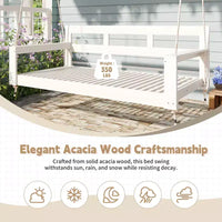 Cadre de balancelle de porche lit de jour taille Twin en bois d'acacia et cordes de chanvre pour jardin et patio