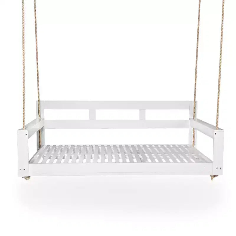 Cadre de balancelle de porche lit de jour taille Twin en bois d'acacia et cordes de chanvre pour jardin et patio
