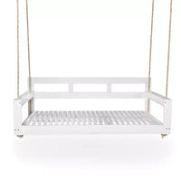 Cadre de balancelle de porche lit de jour taille Twin en bois d'acacia et cordes de chanvre pour jardin et patio
