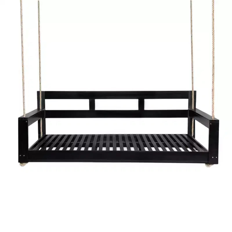 Cadre de balancelle de porche lit de jour taille Twin en bois d'acacia et cordes de chanvre pour jardin et patio