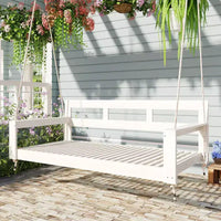 Cadre de balancelle de porche lit de jour taille Twin en bois d'acacia et cordes de chanvre pour jardin et patio