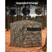 Affût de chasse au sol pop-up 270 transparent pour 2 à 4 personnes, tente de camouflage imperméable avec porte magnétique silencieuse, portable pour la chasse au cerf et au dindon