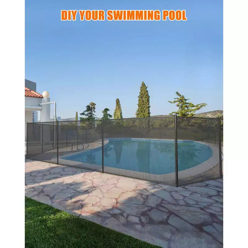 Clôture de piscine amovible robuste 4x108FT, barrière de sécurité en maille PVC, installation facile à faire soi-même, protection enfant et animal de compagnie, pieds en acier inoxydable