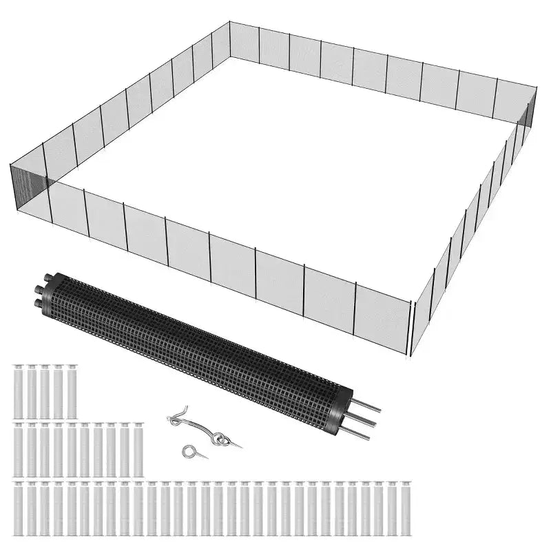 Clôture de piscine amovible robuste 4x108FT, barrière de sécurité en maille PVC, installation facile à faire soi-même, protection enfant et animal de compagnie, pieds en acier inoxydable