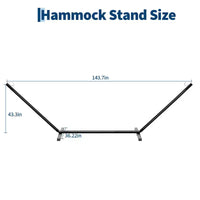 Support de hamac en acier robuste de 3,6 m avec crochets et chaînes Conception portable pour 2 personnes, capacité de 204 kg, idéal pour l'extérieur