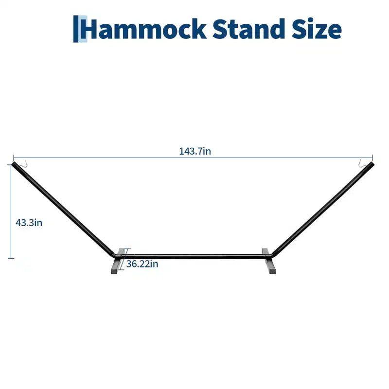 Support de hamac en acier robuste de 3,6 m avec crochets et chaînes Conception portable pour 2 personnes, capacité de 204 kg, idéal pour l'extérieur