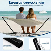 Support de hamac en acier robuste de 3,6 m avec crochets et chaînes Conception portable pour 2 personnes, capacité de 204 kg, idéal pour l'extérieur