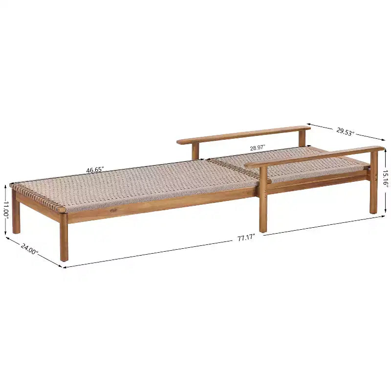 Chaise longue d'extérieur moderne en bois d'acacia et corde Christopher Knight Home Huyn