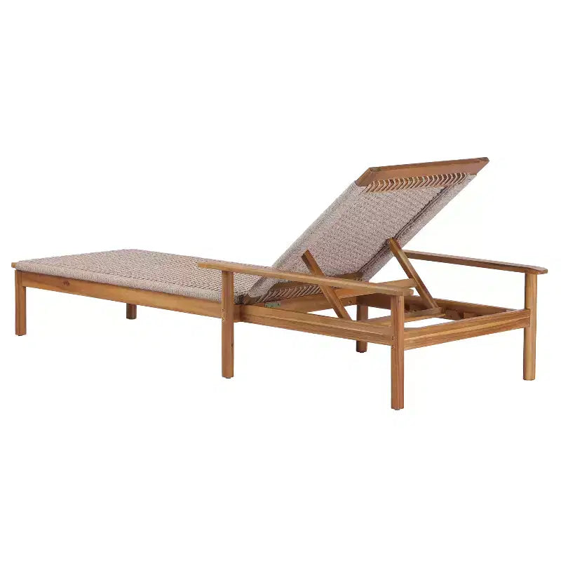 Chaise longue d'extérieur moderne en bois d'acacia et corde Christopher Knight Home Huyn