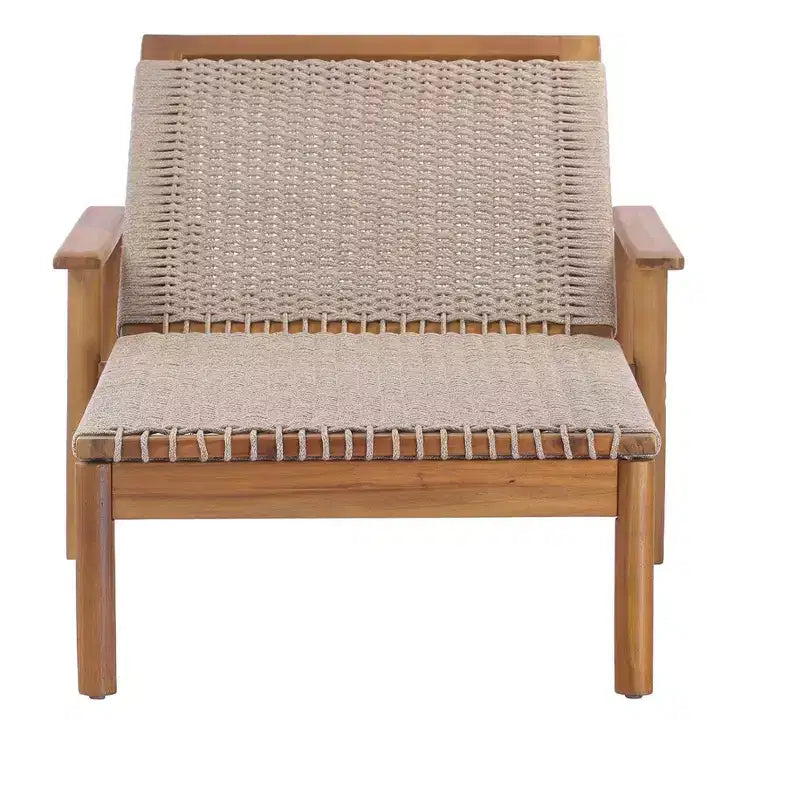 Chaise longue d'extérieur moderne en bois d'acacia et corde Christopher Knight Home Huyn