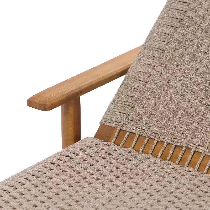 Chaise longue d'extérieur moderne en bois d'acacia et corde Christopher Knight Home Huyn