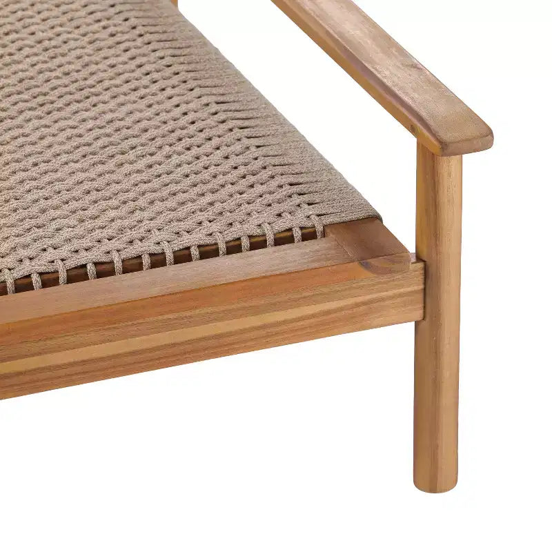 Chaise longue d'extérieur moderne en bois d'acacia et corde Christopher Knight Home Huyn