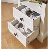 Homy Casa table de chevet à 2 tiroirs, table d'appoint moderne avec station de recharge et veilleuse LED, blanc
