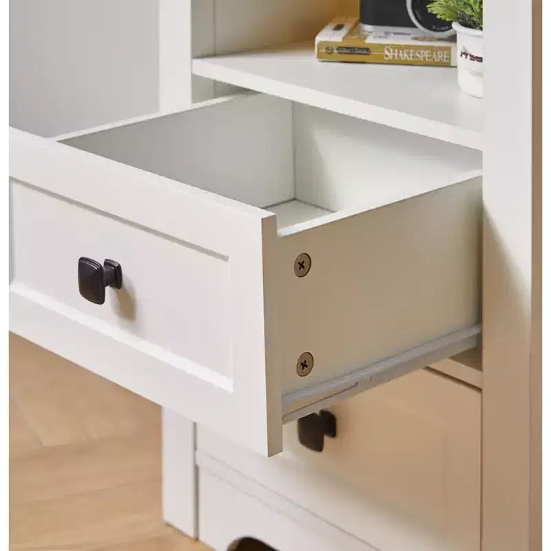Homy Casa table de chevet à 2 tiroirs, table d'appoint moderne avec station de recharge et veilleuse LED, blanc