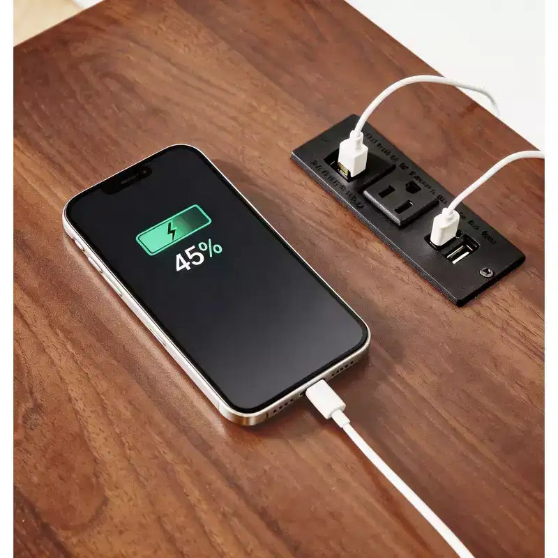 Homy Casa table de chevet à 2 tiroirs, table d'appoint moderne avec station de recharge et veilleuse LED, blanc