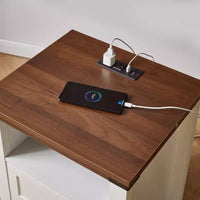 Homy Casa table de chevet à 2 tiroirs, table d'appoint moderne avec station de recharge et veilleuse LED, blanc