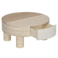 Table basse ronde GDFStudio Nuria avec plateau relevable et tiroir de rangement caché
