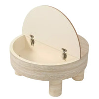 Table basse ronde GDFStudio Nuria avec plateau relevable et tiroir de rangement caché