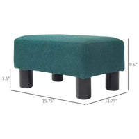 Petit pouf repose-pieds carré en tissu de lin - Vert