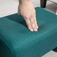 Petit pouf repose-pieds carré en tissu de lin - Vert
