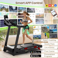 Tapis roulant pliable motorisé 3.75 CV, jusqu'à 14,5 km/h, 105 programmes prédéfinis et écran LCD