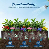 Carré potager surélevé en métal, pot de fleurs carré noir pour extérieur avec étagère amovible et base ouverte, jardinière de grande capacité pour légumes, fleurs, herbes aromatiques