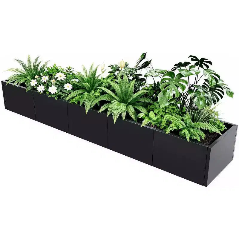 Metal Raised Garden Bed, Black Square Planter Box Outdoor with Removable Shelf & Open Base, Heavy Duty Trough Planter for Vegetables Flowers Herbs